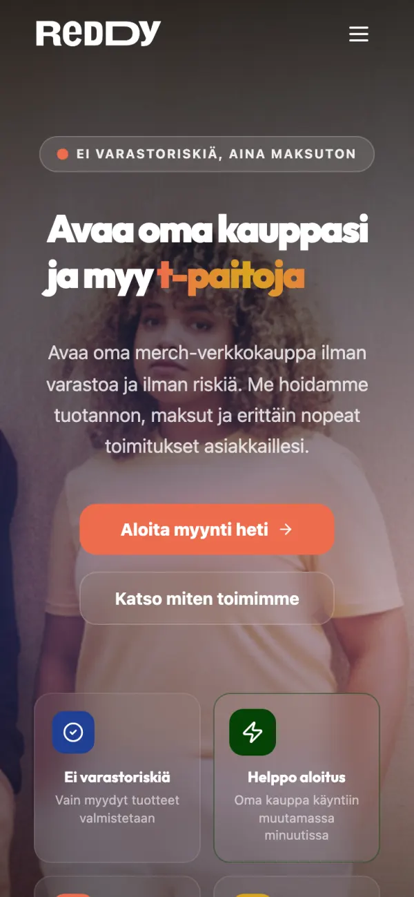 Reddyn etusivu puhelimella.